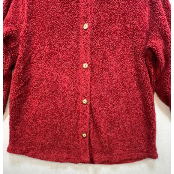 L.L. Bean Womens Sherpa Jacket LG Red Button Closure Outdoor Cozy - Picture 5 of 12